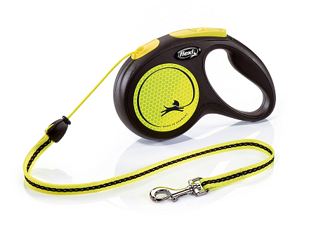 Flexi new neon рулетка-трос светоотражающая желтая для собак