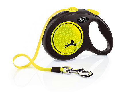 Flexi new neon рулетка-ремень светоотражающая желтая для собак