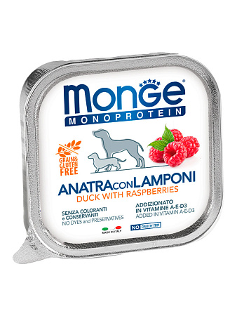 Monge dog natural monoprotein fruits влажный корм монопротеиновый из утки с малиной для взрослых собак