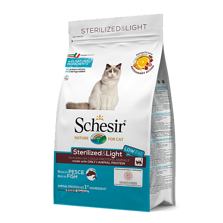 Schesir сухой корм с рыбой для стерилизованных кошек