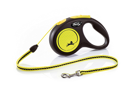 Flexi new neon рулетка-трос светоотражающая желтая для собак