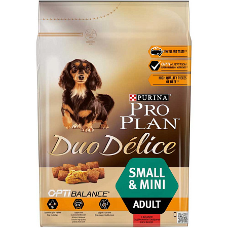 Pro plan сухой корм duo delice с высоким содержанием говядины для взрослых собак мелких и карликовых пород