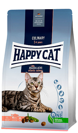 Happy cat supreme culinary сухой корм с атлантическим лососем для взрослых кошек