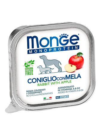 Monge dog natural monoprotein fruits влажный корм монопротеиновый из кролика с яблоком для взрослых собак