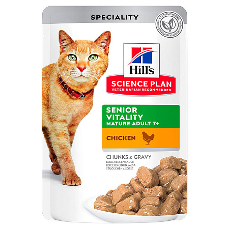 Hill's science plan senior vitality влажный корм с курицей для пожилых кошек (7+) для поддержания активности и жизненной энергии