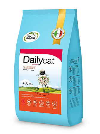Dailycat grain free adult сухой беззерновой корм с индейкой для взрослых кошек