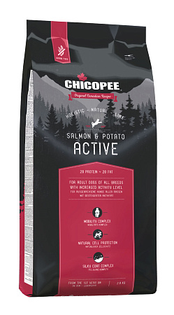 Chicopee hnl active salmon & potato корм для активных собак всех пород с мясом лосося и картофелем