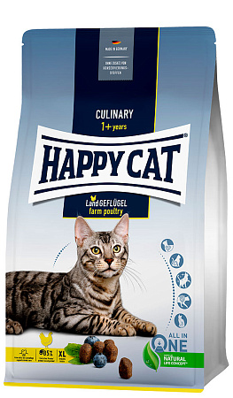 Happy cat supreme culinary сухой корм с домашней птицей для взрослых кошек