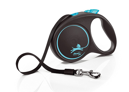 Flexi black design рулетка-ремень синяя для собак