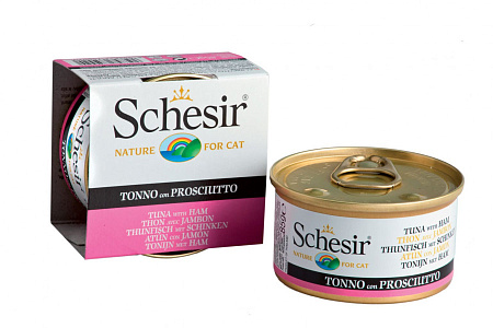Schesir консервы c тунцом и ветчиной для взрослых кошек