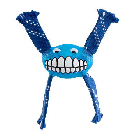 Игрушка для собак rogz flossy grinz с принтом &quot;зубы&quot; и пищалкой синяя