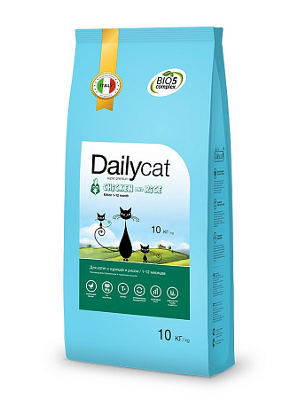 Dailycat kitten сухой корм с курицей и рисом  для котят и беременных или кормящих взрослых кошек