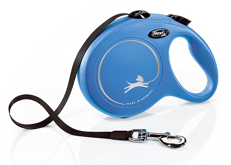 Flexi new classic рулетка-ремень синяя для собак