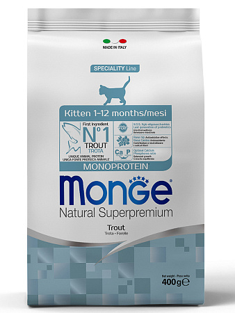 Monge cat speciality line monoprotein сухой корм из форели для котят и беременных кошек