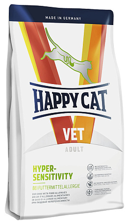 Happy cat veterinary hypersensitivity сухой диетический корм при пищевой алергии или кормовой непереносимости для взрослых кошек