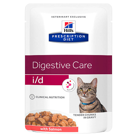 Hill's prescription diet i/d digestive care влажный диетический корм с лососем для кошек при расстройствах пищеварения и жкт