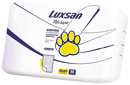 Luxsan pets basic коврики для домашних животных впитывающие 40х60,уп. 30 шт.