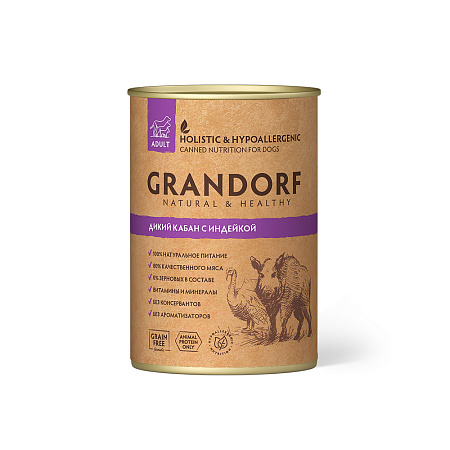Grandorf влажный корм с кабаном и индейкой для взрослых собак всех пород