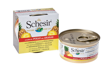 Schesir консервы с цыпленком и ананасом для взрослых кошек