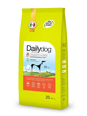 Dailydog adult medium large breed сухой корм с индейкой и рисом для собак средних и крупных пород