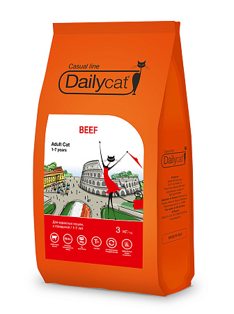 Dailycat casual line adult сухой корм с говядиной для взрослых кошек