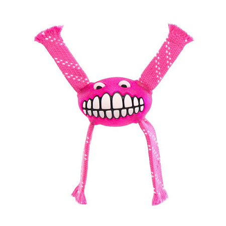 Игрушка для собак rogz flossy grinz с принтом &quot;зубы&quot; и пищалкой розовая