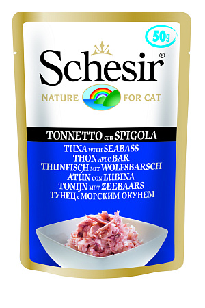 Schesir консервы из тунца с морским окунем для взрослых кошек