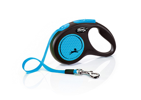 Flexi new neon рулетка-ремень светоотражающая для собак, синяя