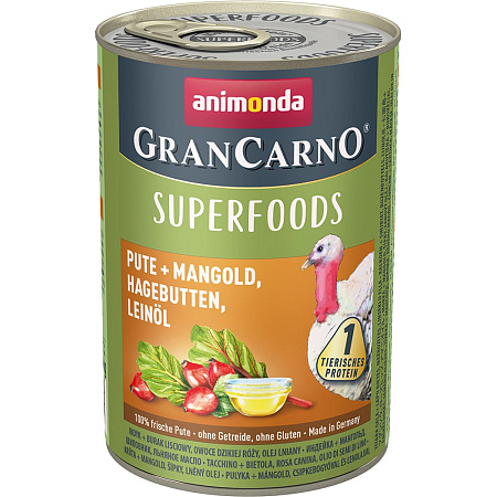 Animonda gran сarno superfoods консервы с говядиной, свеклой, ежевикой и одуванчиком для взрослых собак