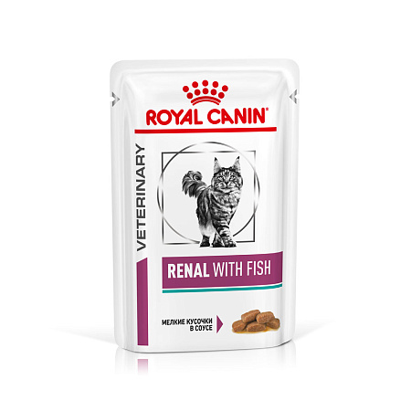 Royal canin renal корм консервированный полнорационный диетический для взрослых кошек с рыбой для поддержания функции почек при острой или хронической почечной недостаточности, в соусе