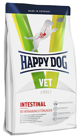 Happy dog vet intestinal диетический полнорационный сухой корм для взрослых собак с острыми или хроническими заболеваниями желудочно- кишечного тракта