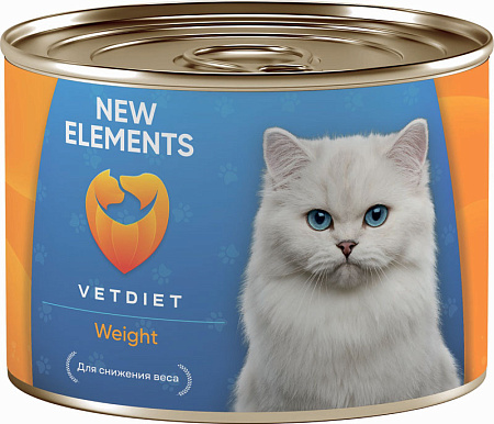 New Elements VETDIET Weight Диетический консервированный корм для кошек «Паштет из морской рыбы и мяса» для снижения веса