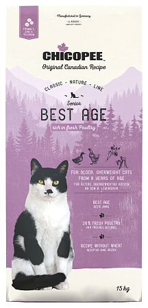Chicopee cnl cat senior best age сухой корм для пожилых кошек с птицей