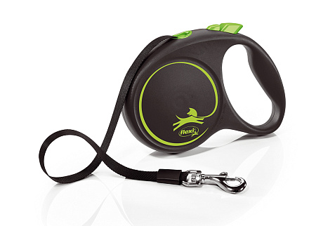 Flexi black design рулетка-ремень зеленая для собак