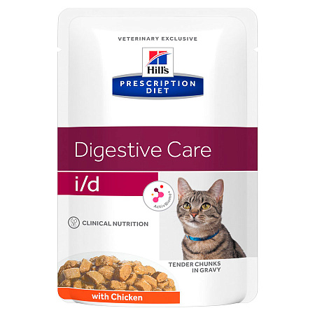 Hill's prescription diet i/d digestive care влажный диетический корм с курицей для кошек при расстройствах пищеварения и жкт