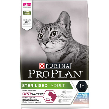 Pro plan optirental сухой корм с высоким содержанием трески и форелью для стерилизованных кошек и кастрированных котов