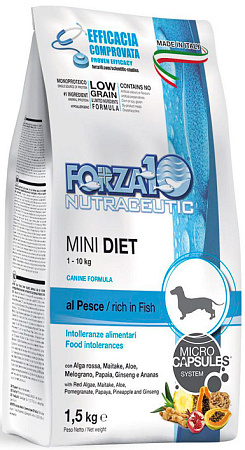 Forza10 diet сухой монобелковый корм с рыбой для собак мелких пород с пищевой аллергией