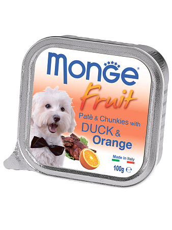 Monge dog fruit влажный корм с уткой и апельсином для собак