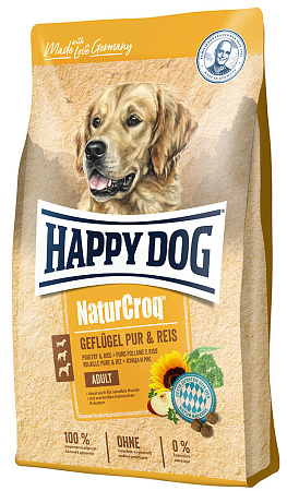 Happy dog полнорационный сухой корм с птицей для взрослых собак всех пород