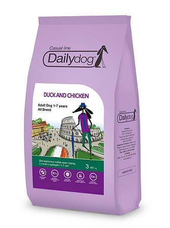Dailydog casual line adult сухой корм с уткой и курицей для взрослых собак всех пород
