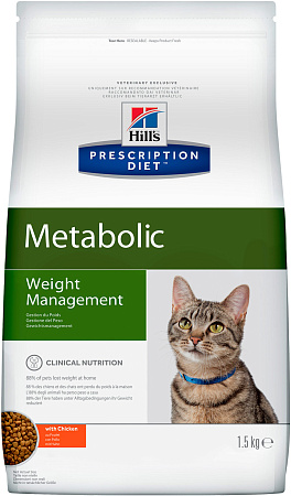Hill's prescription diet metabolic weight management сухой диетический корм для кошек с курицей для контроля веса