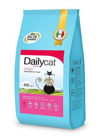 Dailycat grain free adult steri lite сухой беззерновой корм со свининой для стерилизованных кошек