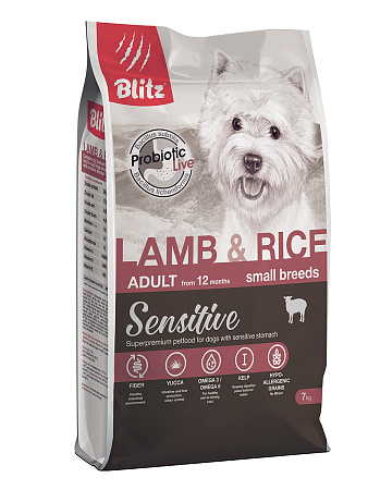 Blitz sensitive с ягненком и рисом сухой корм для собак мелких пород