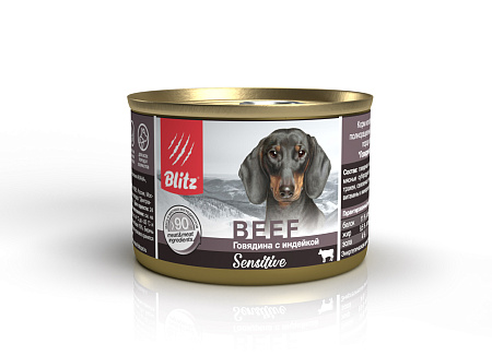 Blitz консервы полнорационные с говядиной и индейкой для собак всех пород и возрастов