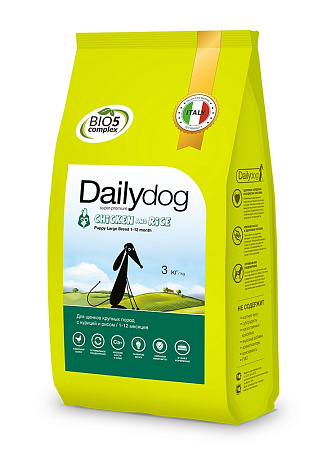 Dailydog puppy large breed сухой корм с курицей и рисом для щенков крупных пород