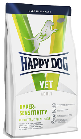 Happy dog vet hypersensitivity диетический монобелковый полнорационный сухой корм для взрослых собак при пищевой аллергии и сухой кормовой непереносимости