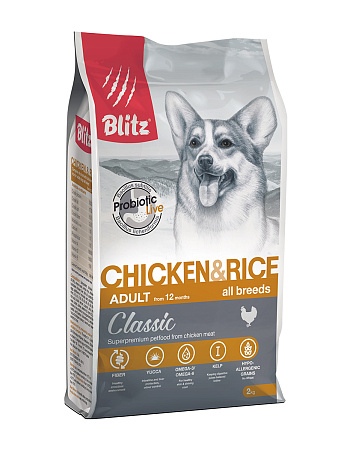 Blitz classic с курицей и рисом сухой корм для собак всех пород
