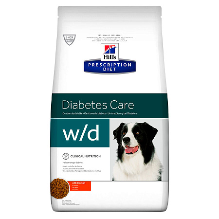 Hill's prescription diet w/d digestive/weight/diabetes management сухой корм для собак с курицей для оптимального веса и здоровья при сахарном диабете и расстройствах жкт