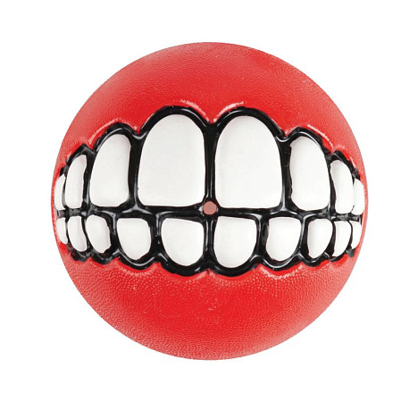 Rogz grinz игрушка для собак мяч с принтом &quot;зубы&quot; и отверстием для лакомства, красный