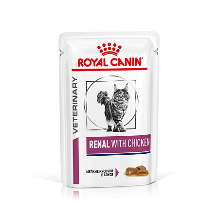 Royal canin renal корм консервированный полнорационный диетический для взрослых кошек с курицей для поддержания функции почек при острой или хронической почечной недостаточности, в соусе